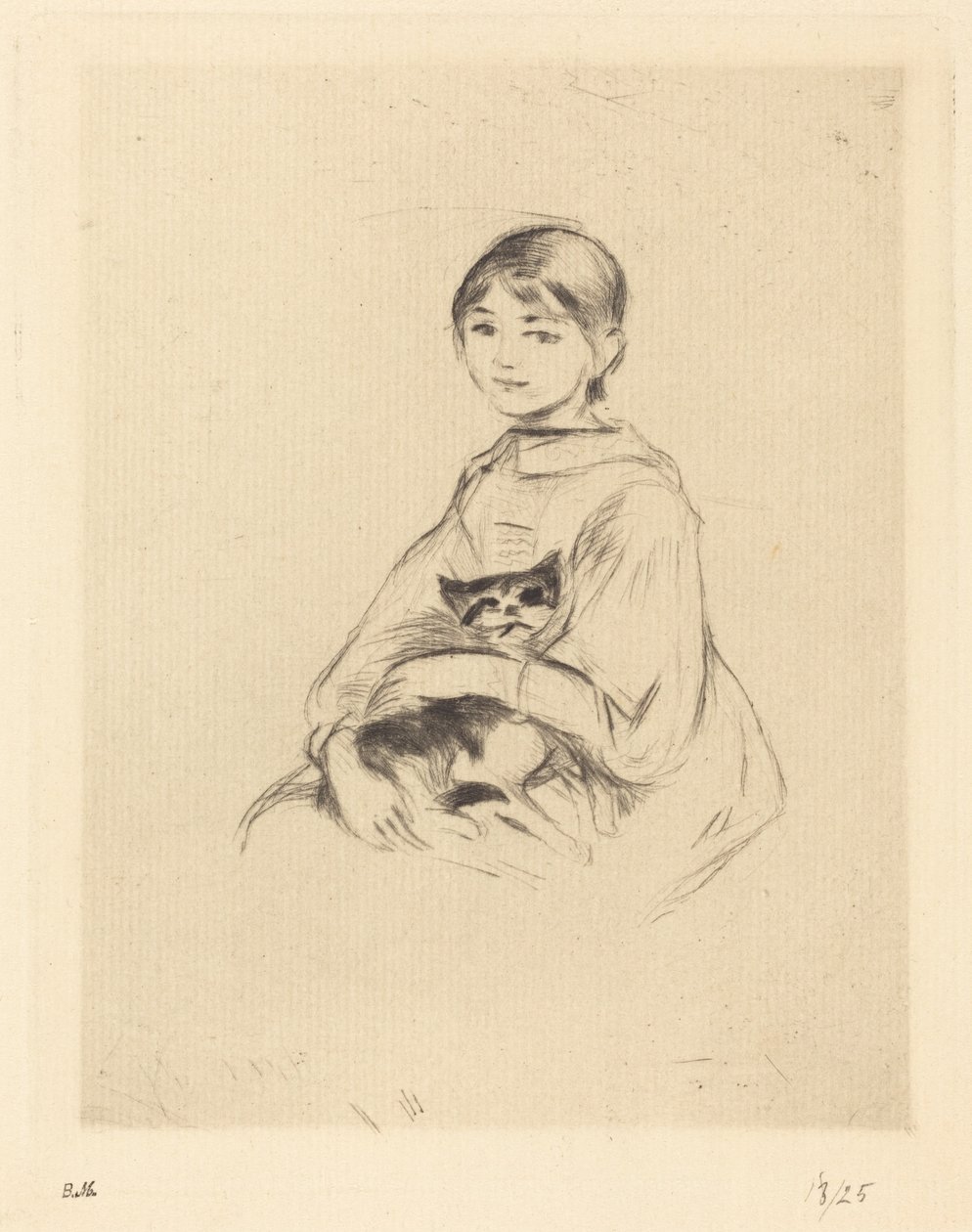 猫と少女、18881890。 作： ベルト・モリゾ