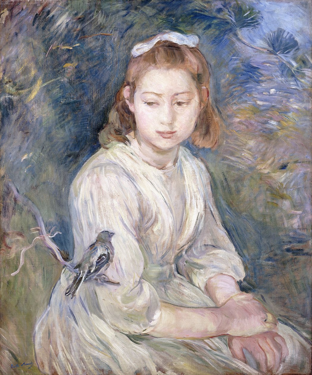 メルサド.ベルバーの作品　少女と鳥 鳥を持つ少女、1891 | ベルト・モリゾ