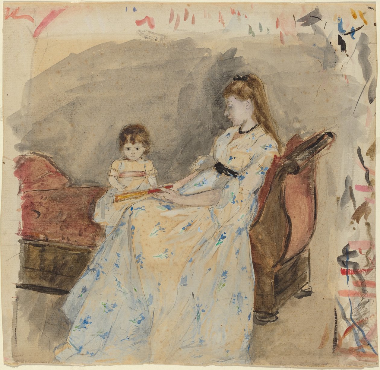 芸術家の妹エドマと娘のジャンヌ、1872年。 作： ベルト・モリゾ