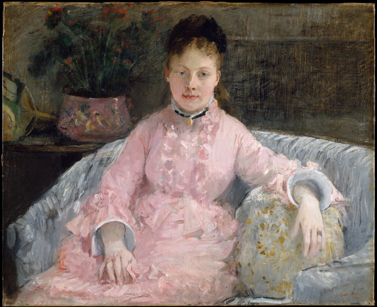 『ピンクのドレス』（アルベルティー＝マルグリット・カレ、のちのフェルディナン＝アンリ・ヒメス夫人、1854–1935） 作： ベルト・モリゾ