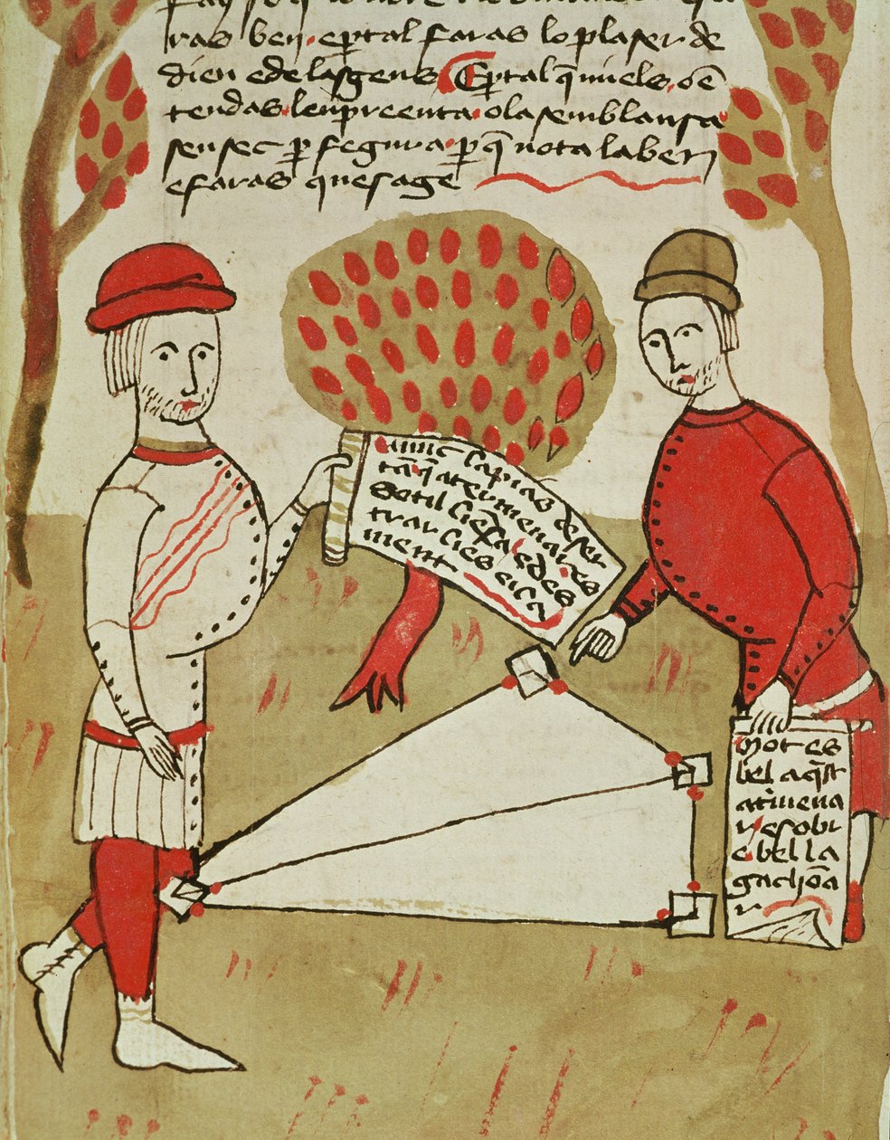 Ms 327 fol.226v Arnaud de Villeneuve（1240-1312）による「Traite d&39;Arpentage」からの土地の境界 作： バートランド・ボーイセット