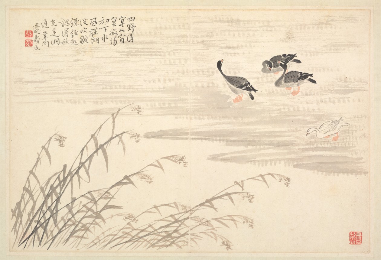 書道と絵画のアルバム、18世紀。 作： ビアン・ショウミン