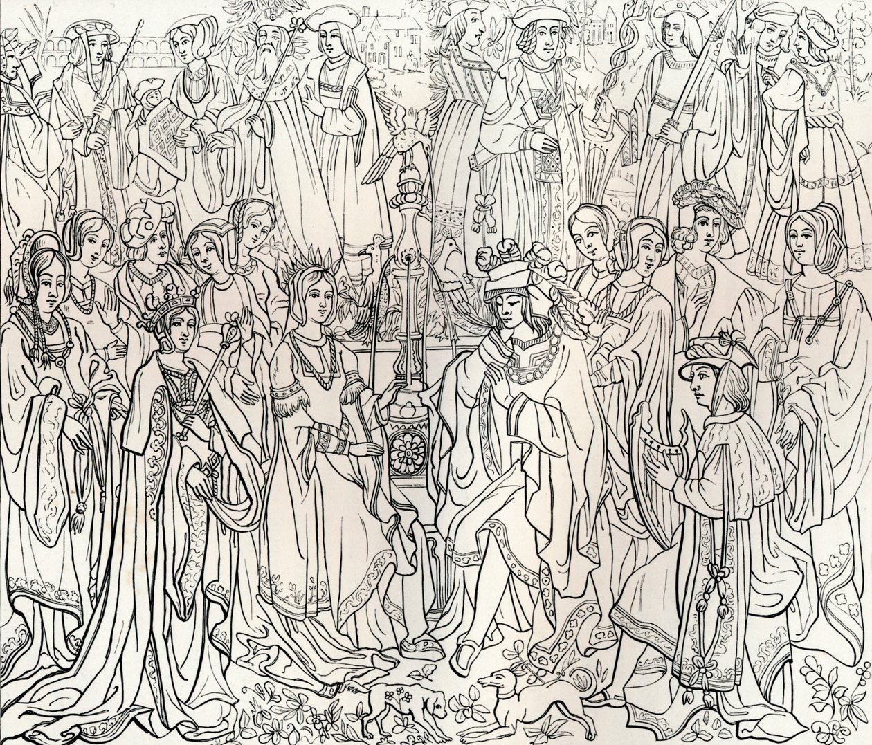 フランスのルイ12世とメアリーチューダーの結婚、16世紀、1849年。 作： ビソンとコタード