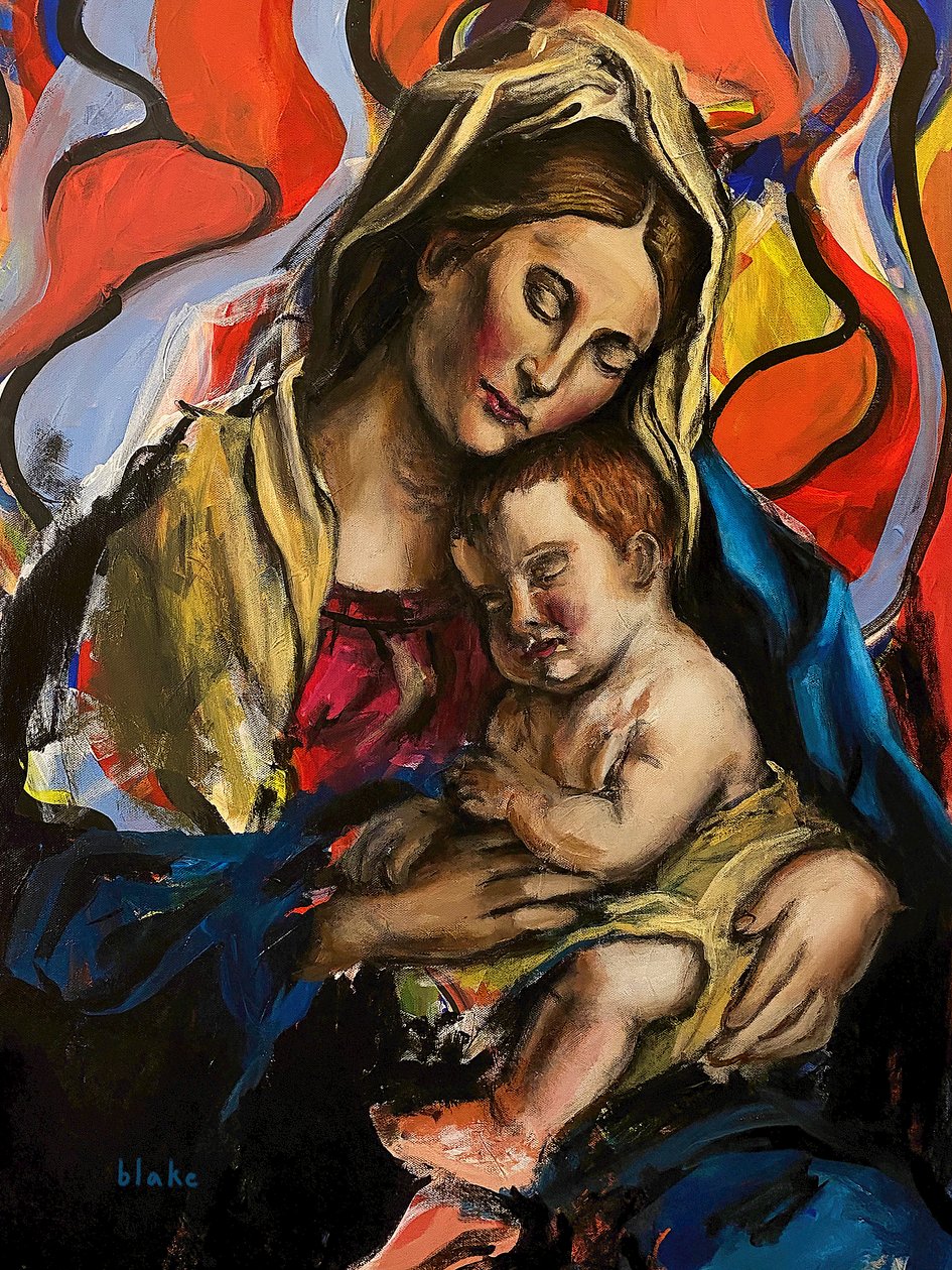 Madonna And Child, c.2020 (Acrílico sobre tela) 作： ブレイク・マンチ