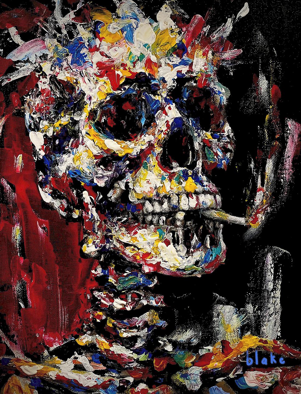 Skull With Spliff, n. 2021-22 (akryyli kankaalle) 作： ブレイク・マンチ