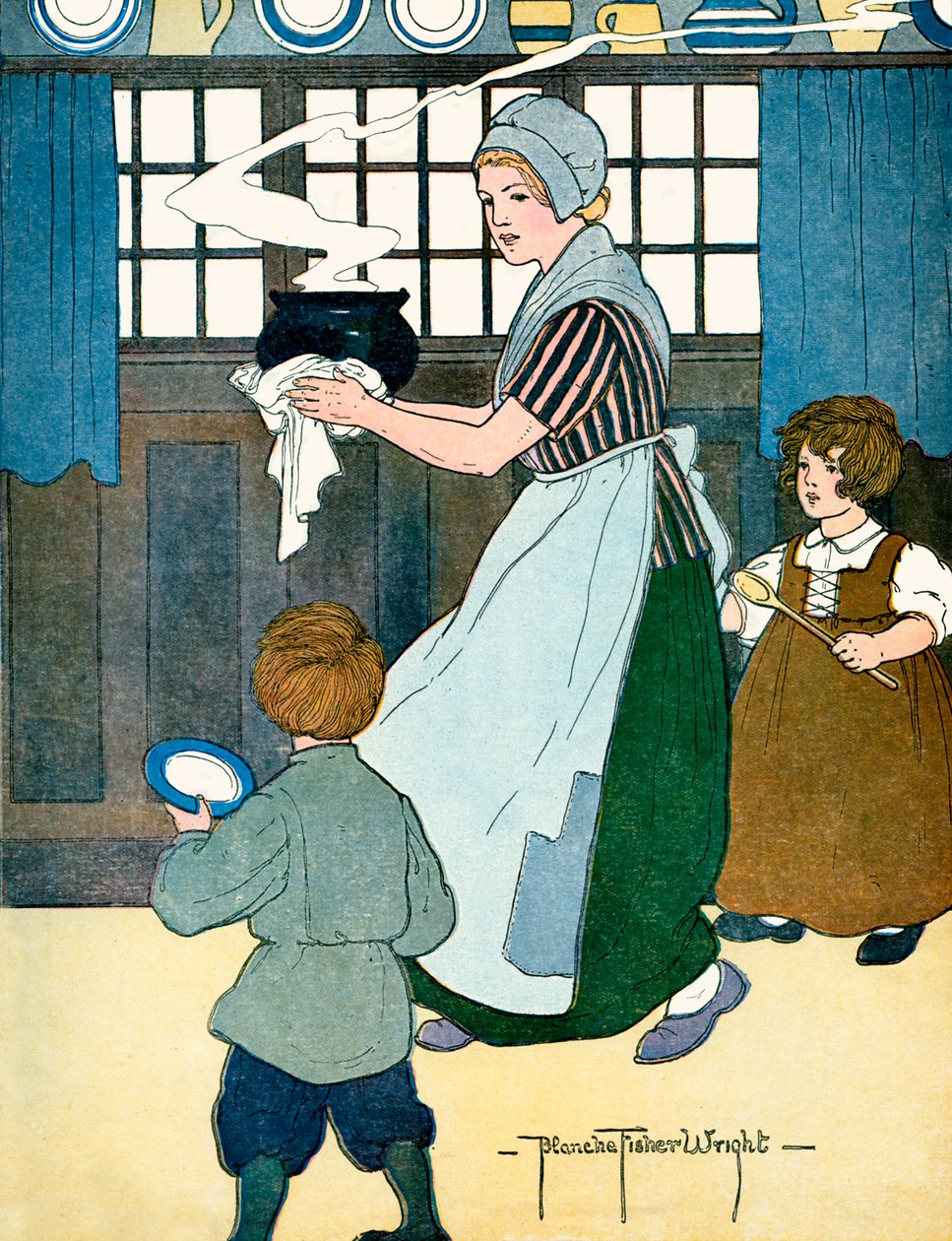 おかゆのお粥、Blanche Fisher Wright 作： ブランシュ・フィッシャー・ライト