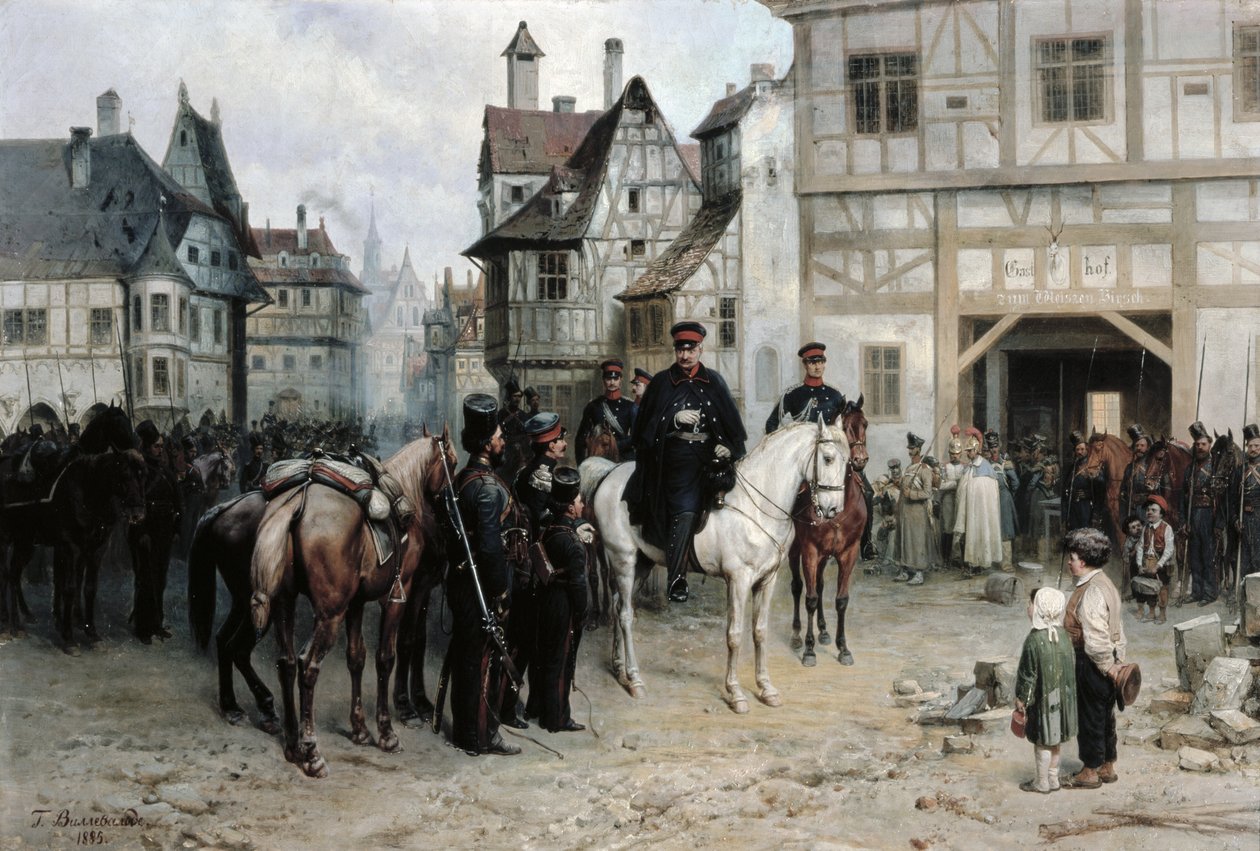 1885年、バウツェンでコサックを乗せたブルッチャー将軍（1742〜1819年） 作： ボグダン・ウィレワルデ