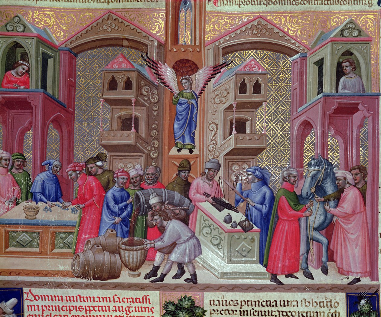 商人ギルド、原稿「Justinian Institutiones Feodorum et Alia」、1300年頃（ベラム） 作： ボロネーゼ学校