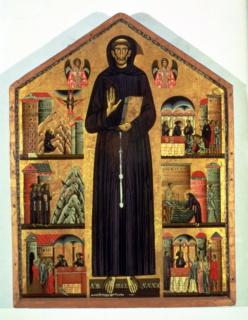 アッシジの聖フランシス（c.1182-1226）、彼の人生の場面、1235年（パネル） 作： ボナベンチュラベルリンギエリ