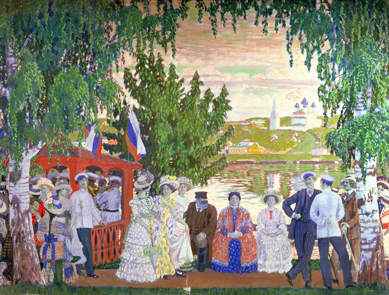 お祝いの集い、1910 作： ボリス・ミハイロヴィチ・クストーディエフ
