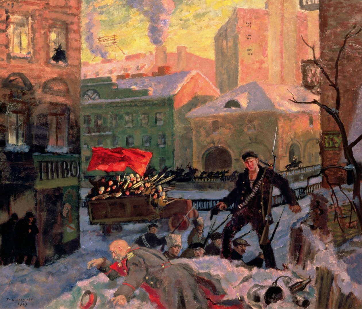 1917年10月、ペトログラード 作： ボリス・ミハイロヴィチ・クストーディエフ