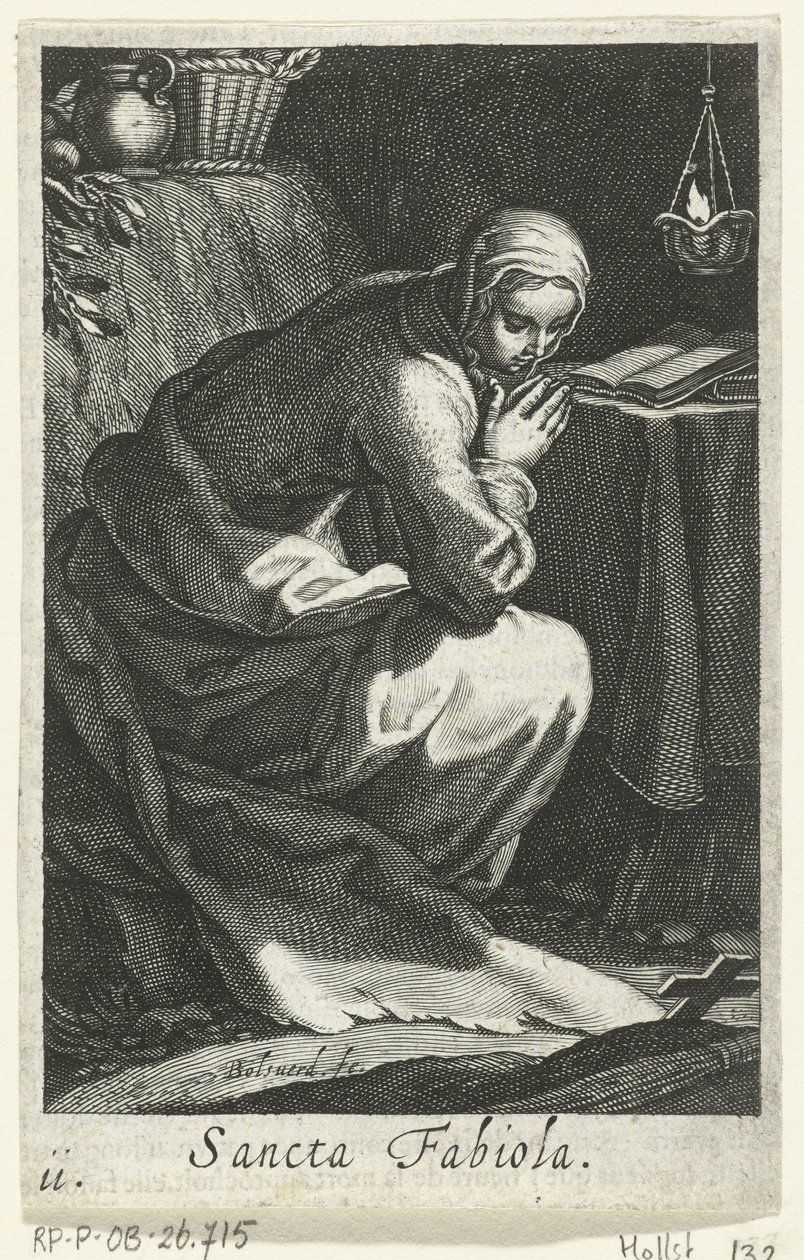 隠者としてのローマの聖ファビオラ Sancta Fabiola (オブジェクトのタイトル) 隠者（シリーズタイトル） Sacra Eremus Ascetriarum (シリーズタイトル) 作： ボエティウス・アダムス。ボル値