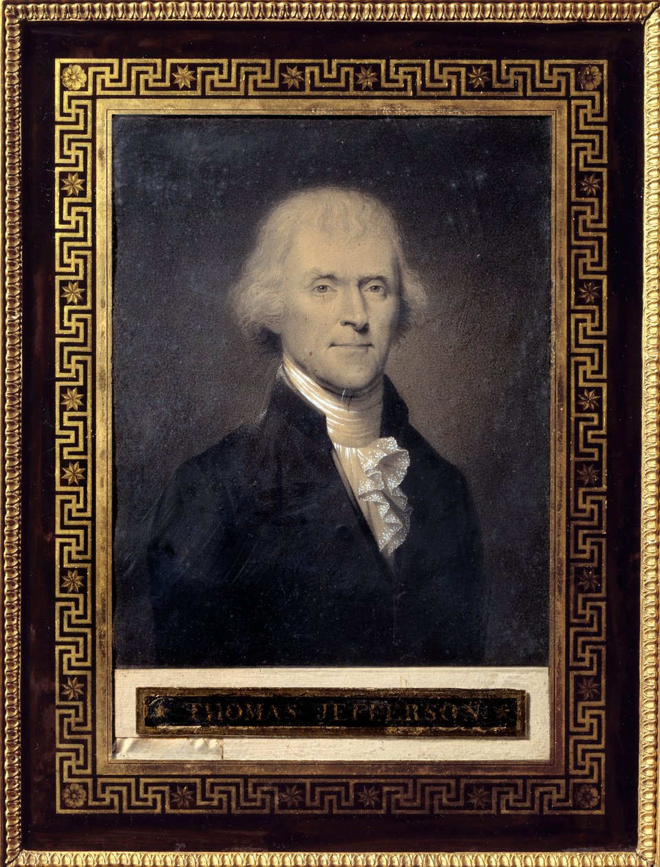 トーマス・ジェファーソン (1743-1826) の肖像 1801 年から 1809 年までの米国大統領 - バウチ (19 世紀) による描画、黒い石、チョークトップ 寸法: 0,25 x 0,20m - マルメゾン、シャトー美術館 - の肖像 トーマス・ジェファーソン (1743-1826) - Bouc による描画 作： バウチ