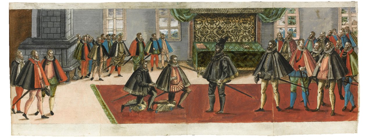 騎士の称号1587年の『Ordentliche Beschreibung mit was stattlichen Ceremonien...』より。 作： 男の子