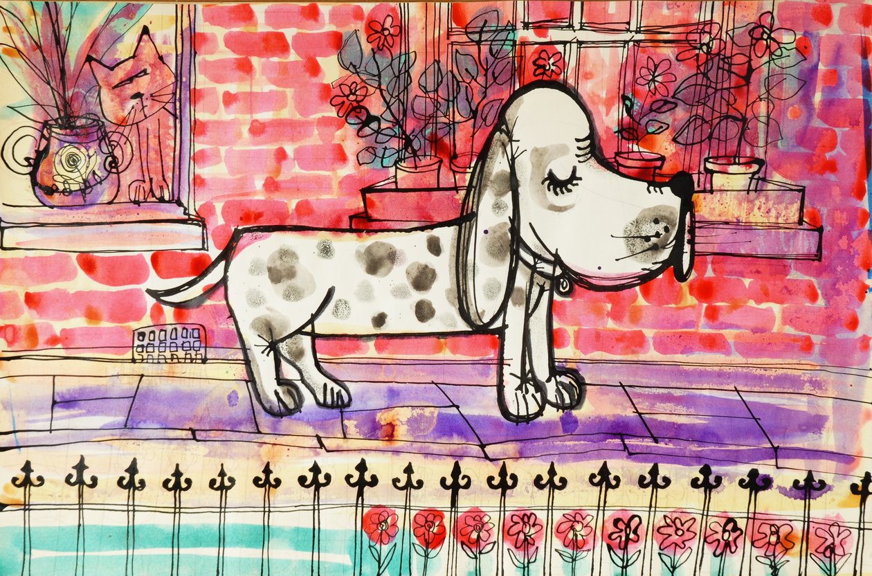 犬（アクリルポスターカラー、カラーインク） 作： ブレンダブリンブッカー