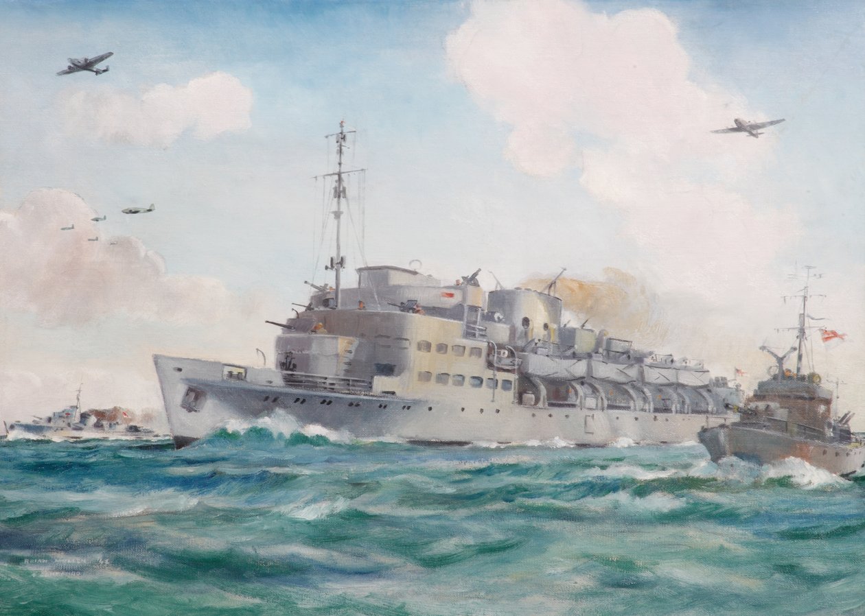 HMSプリンスアルバート、1942年8月19日、第4指揮官を乗せてディエップに向かう途中 作： ブライアン・ジョセフ・マレン