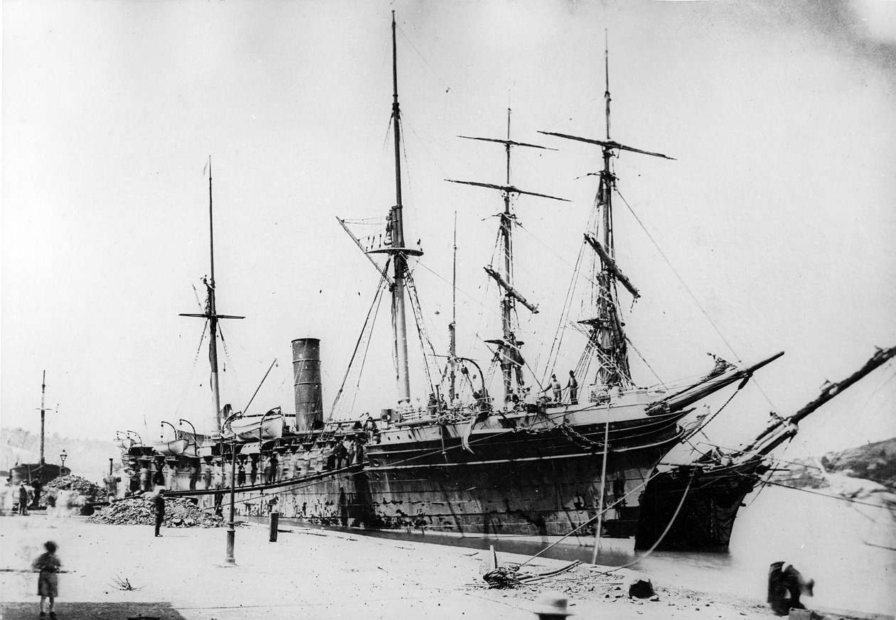 HMSエブロセントルシアコアリングステーション、1880年代頃 作： イギリスの写真家