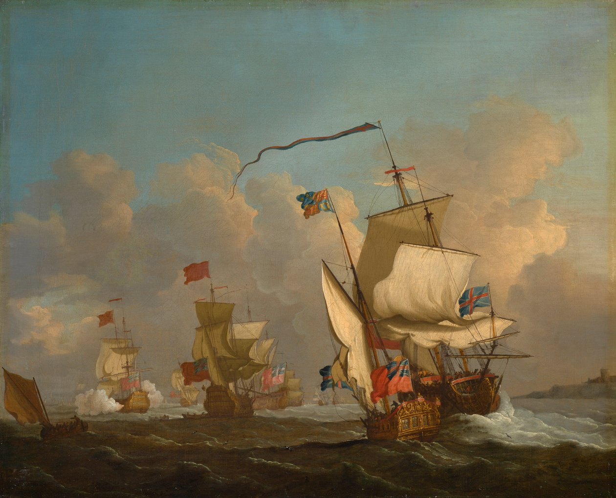 そよ風の中、出航する船団とロイヤル・ヨット 1720年頃 油彩・カンヴァス 作： ブリティッシュスクール
