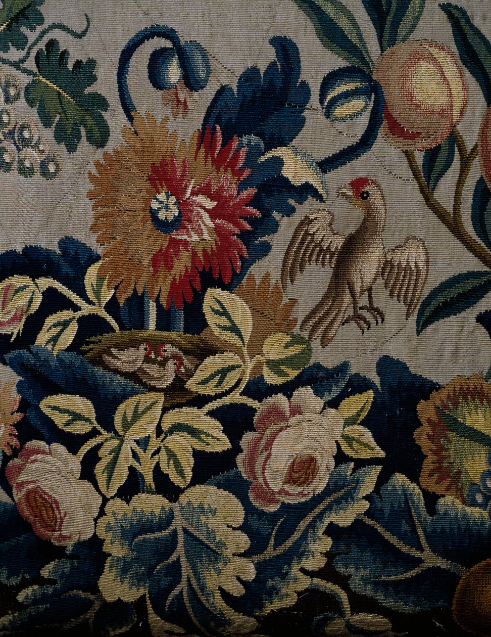 花模様、ジョージ1世様式ソファの張地の細部、1725年頃、イギリス 作： ブリティッシュスクール