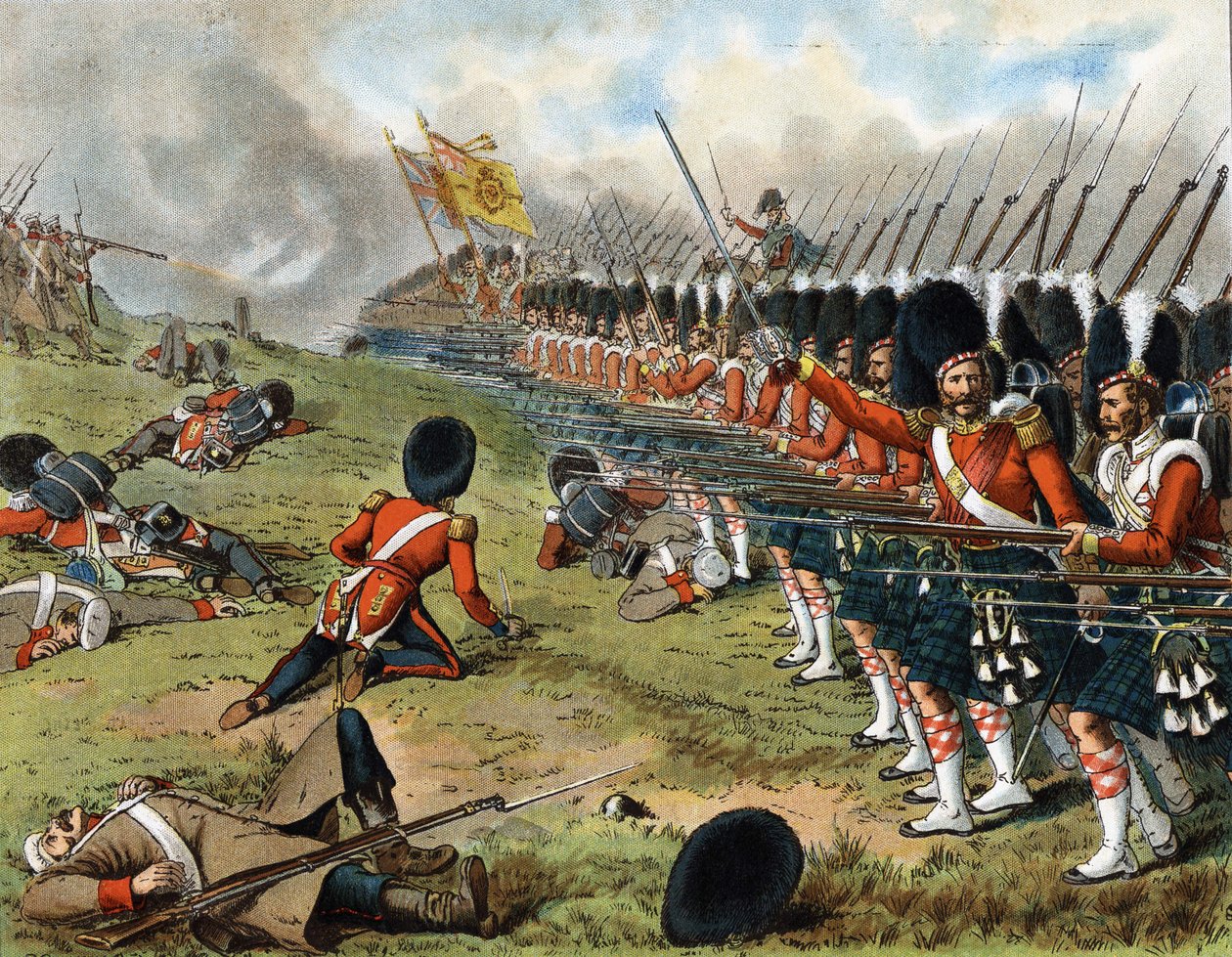 1854年のアルマの戦いでの第93サザーランドハイランダーズの前進 - 「ハーパーの若者たち」 作： ブリティッシュスクール
