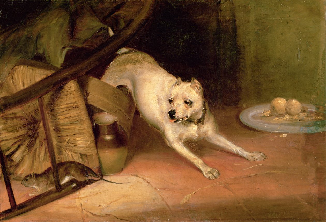 ラットを追いかける犬 作： ブリトン・リヴィエール
