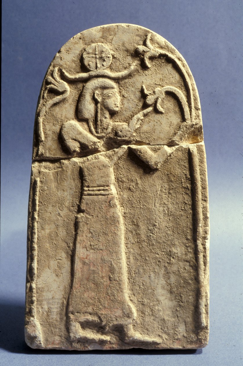 生命の木、カナン時代（1500-1200 BC）を崇拝する神を描いた石碑（石灰岩） 作： 青銅器時代