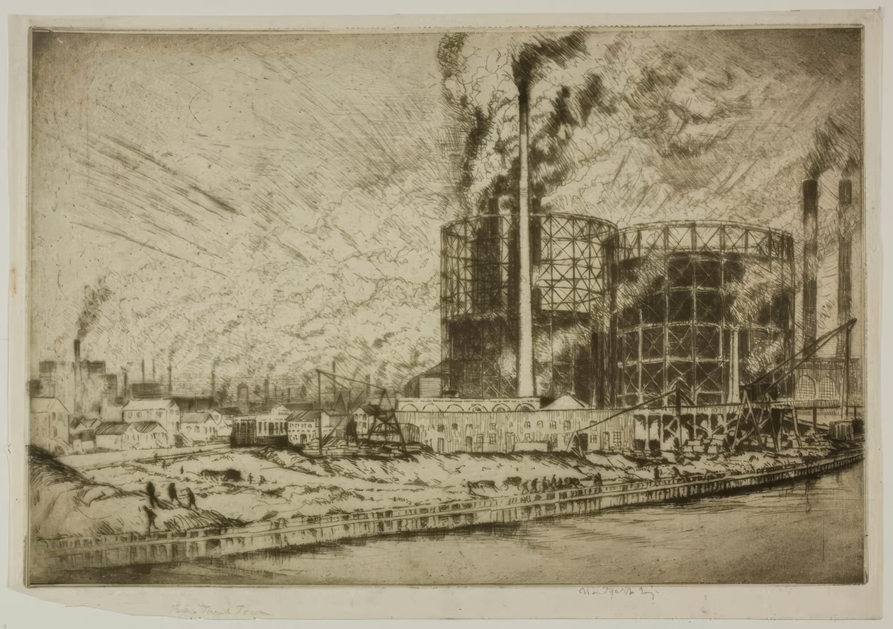 シカゴ - ガスタンクタウン、29番街とリバー通り 作： ブロールジュリアスオルソンノルドフェルト