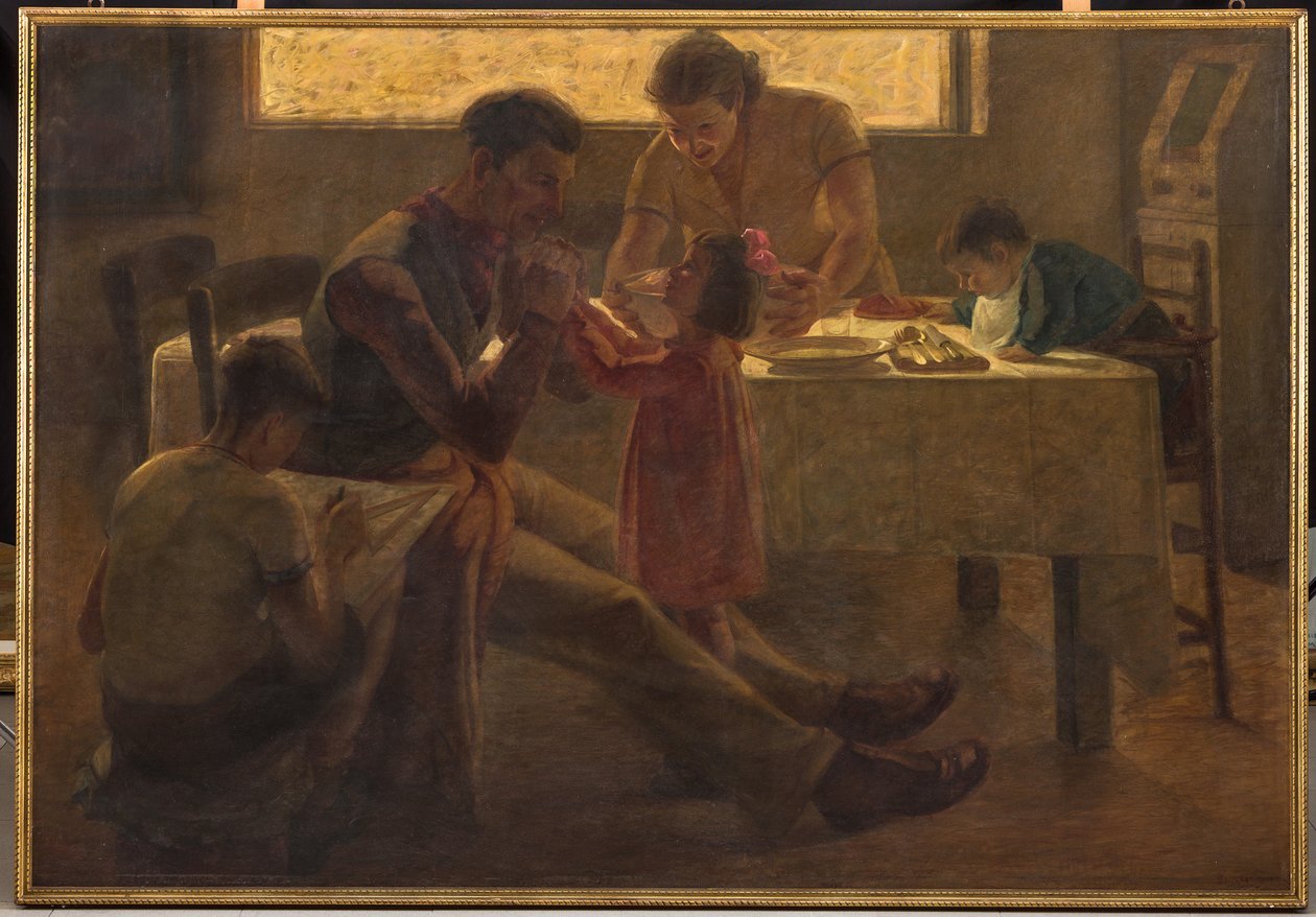 家族の情景（キャンバスに油彩） 作： ブルーノセンプレボン