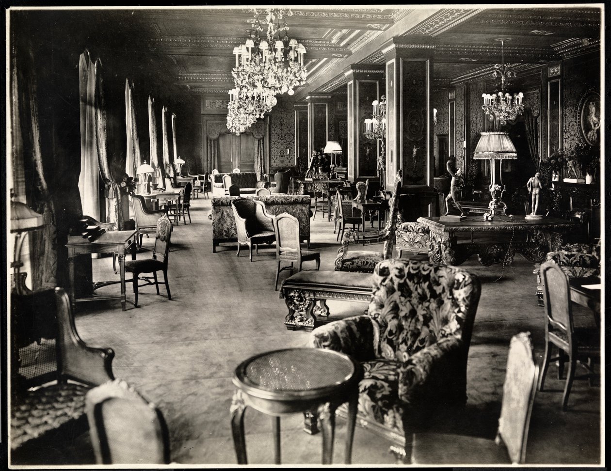 Hotel Knickerbockerのラウンジ、1906年（銀ゼラチンプリント） 作： バイロンカンパニー