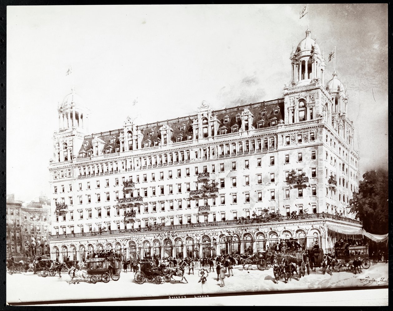 Hughson Frederick Hawley（1850-1936）、1905（銀ゼラチンプリント）によるロンドンのシェリーズホテルの図面の写真 作： バイロンカンパニー