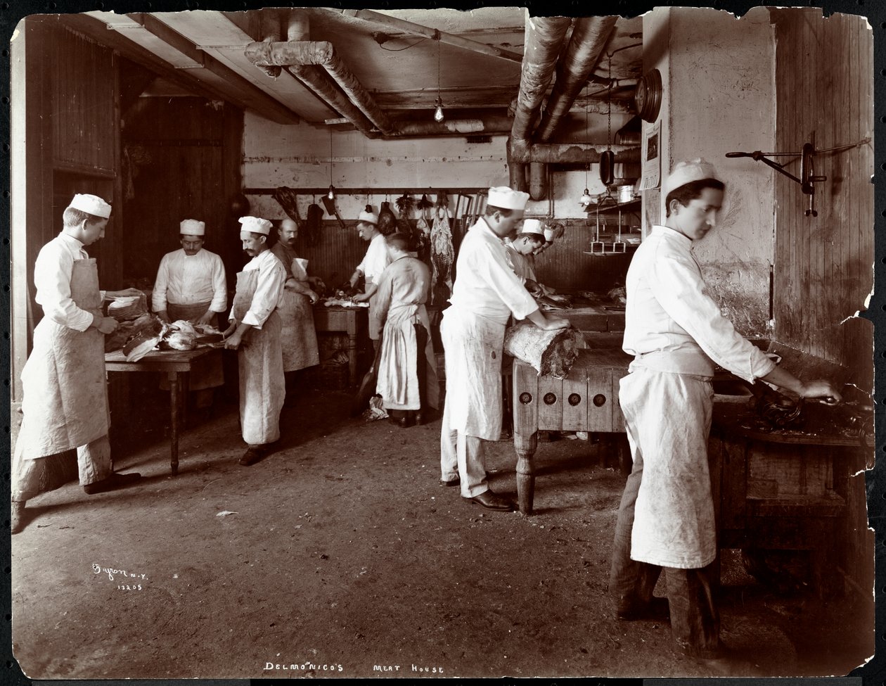 ホテルデルモニコの肉屋、1902年（銀ゼラチンプリント） 作： バイロンカンパニー