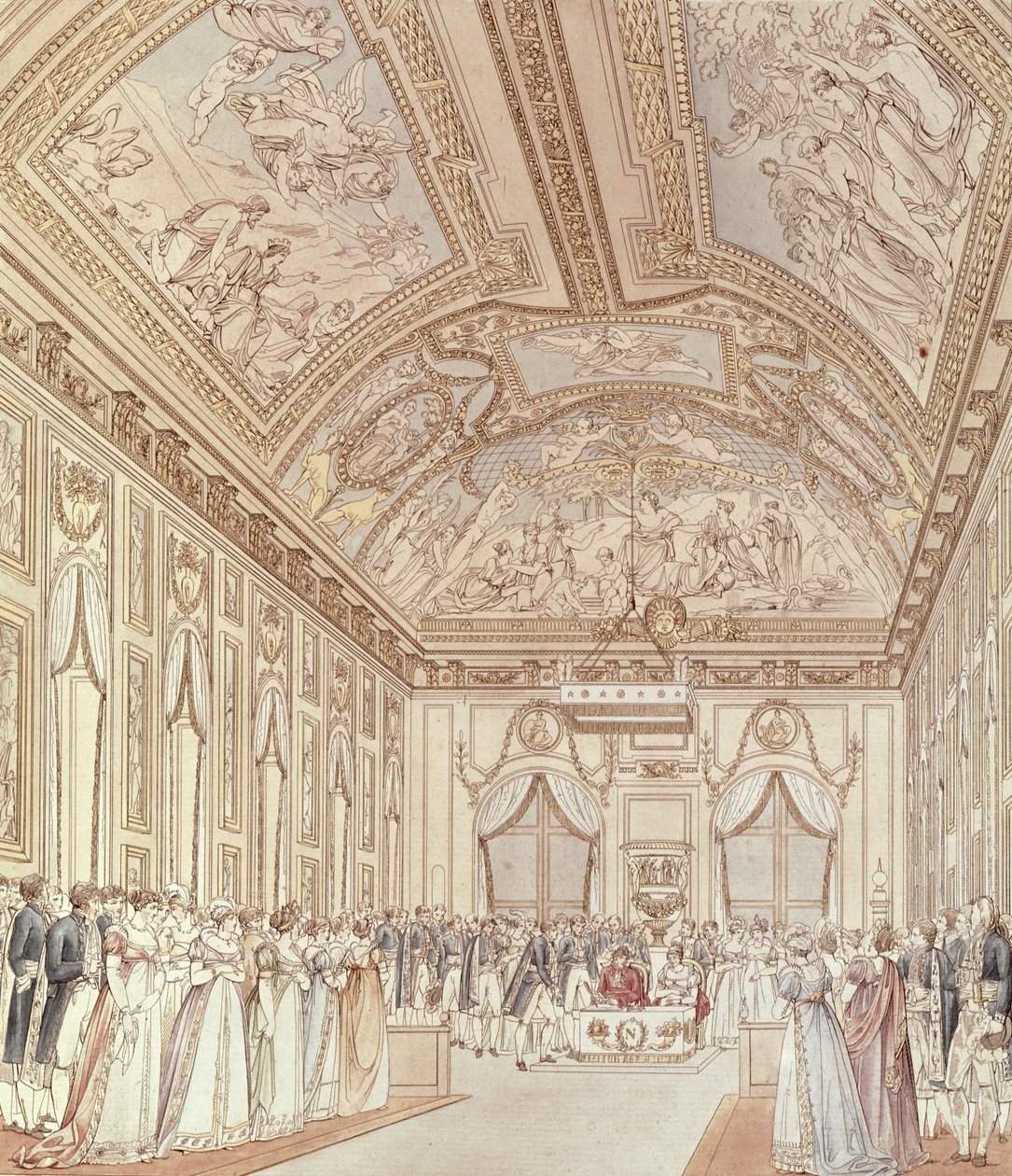 1810年4月1日、サンクルー城の大ホールでのナポレオンボナパルト（1769-1821）とマリールイーズ（1791-1847）の結婚の式典 作： C.とフォンテーヌ、P。パーシエ