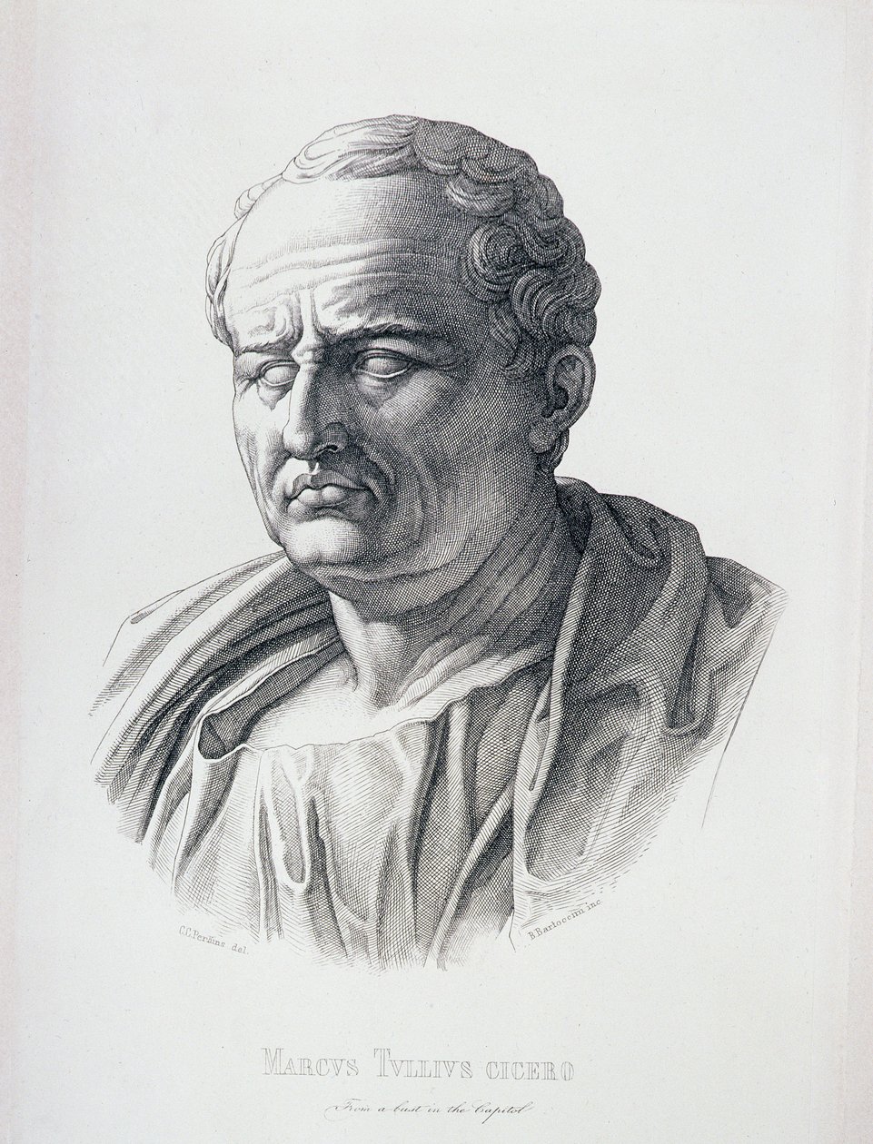 B.Bartoccini、1849によって刻まマーカスTulliusシセロ（106から43 BC）の肖像 作： CCパーキンス