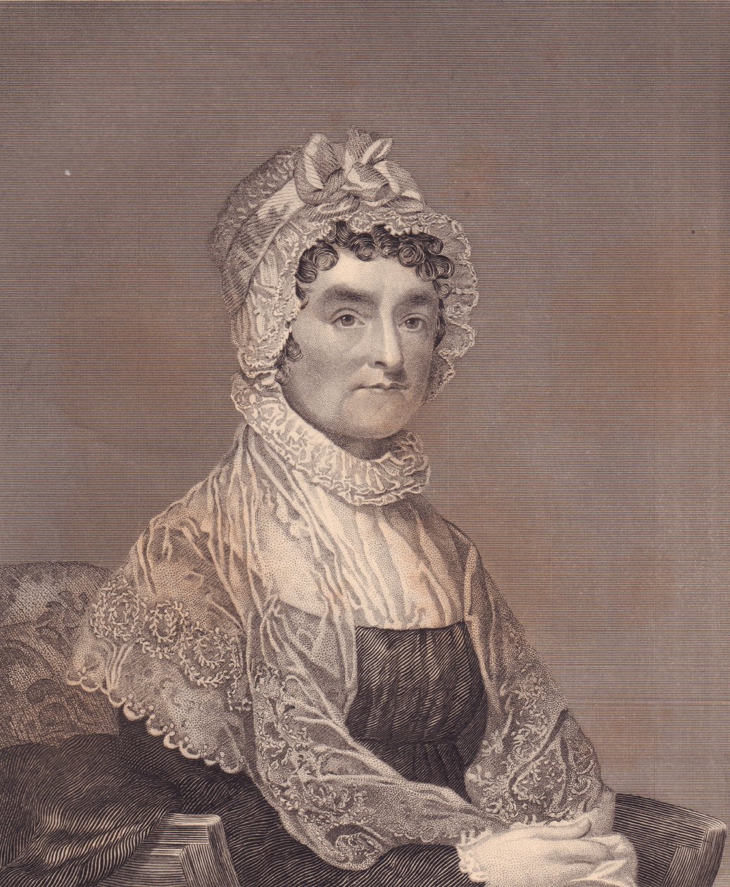 アメリカ大統領ジョン・アダムスの妻、アビゲイル・アダムス（1744-1818）の肖像、G・スチュアートとF・E・ジョーンズによる彫刻 作： JBとブラウンJ.とロウボサム
