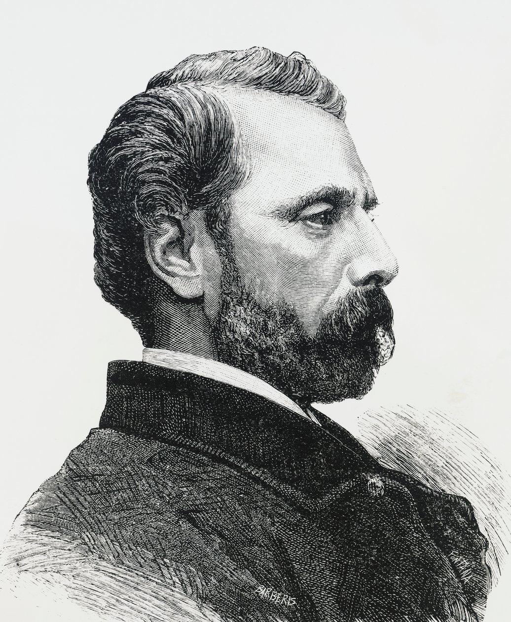1860年のアゴスティーノ・ベルターニ（1812-1886）の肖像（イタリアの医師、愛国者）、エングレーヴィング 作： JBとブラウンJ.とロウボサム