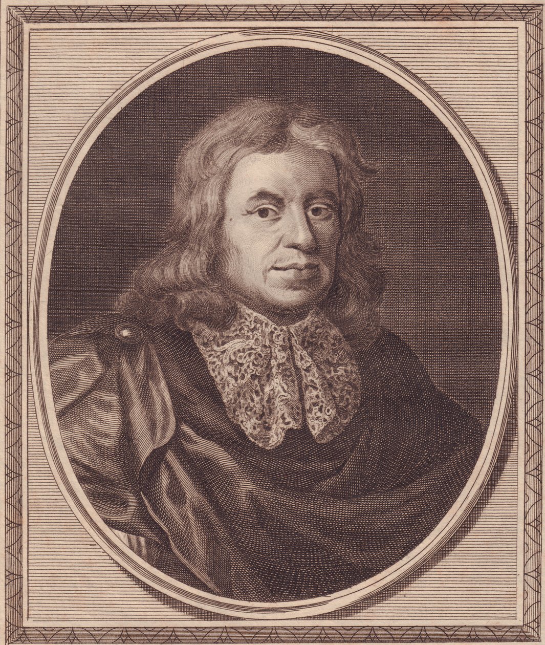 イギリス人医師Thomas Sydenham (1624-1689)の肖像、P Lelyの絵画からJohn Goldar (1729-1795)による銅版画 作： JBとブラウンJ.とロウボサム