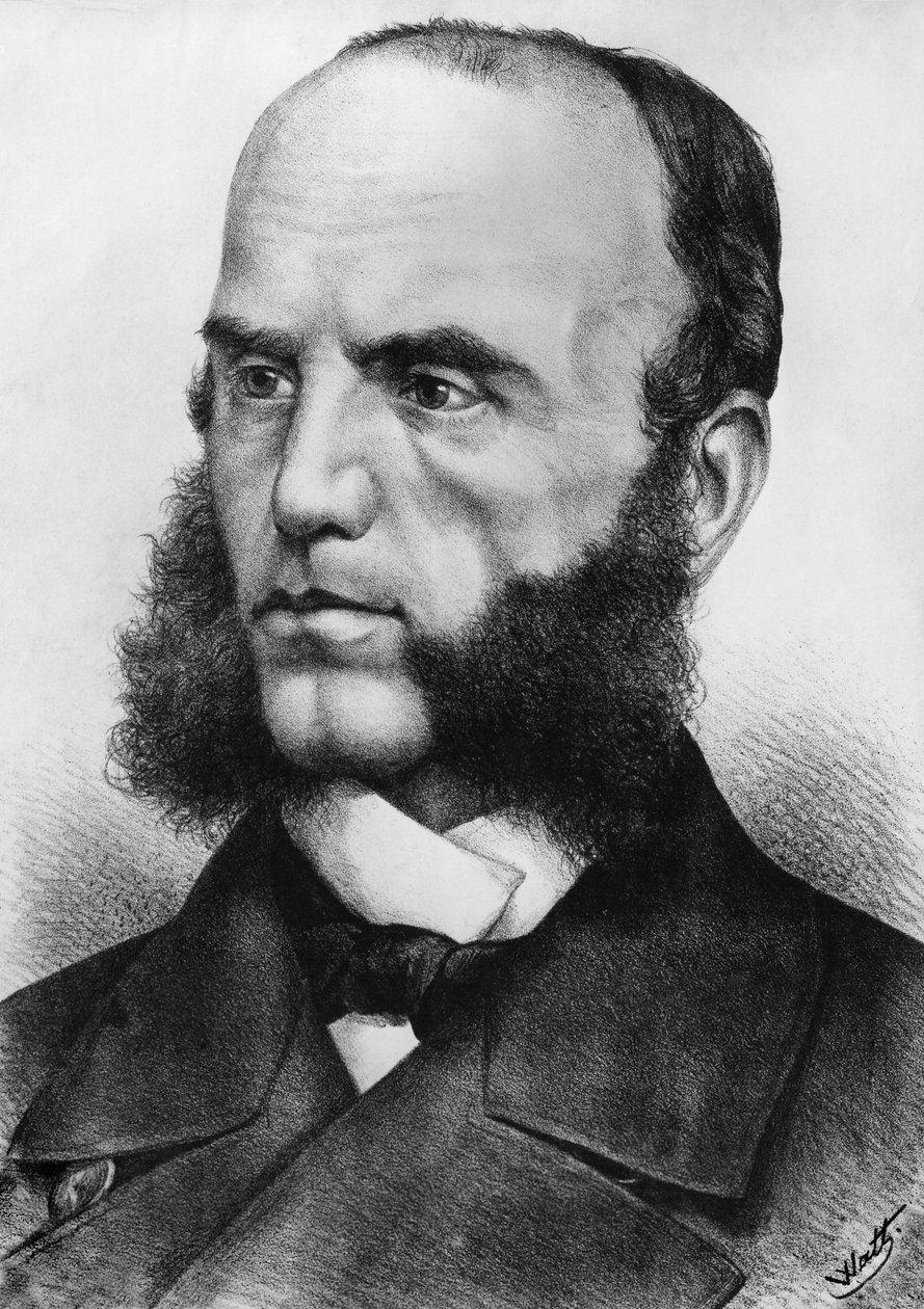 1864年の第二次シュレスヴィヒ戦争、1866年の普墺戦争で海軍を指揮したオーストリアの提督Wilhelm von Tegetthoff (1827-1871)の肖像画、Wattのデッサンの後に彫られている。 作： JBとブラウンJ.とロウボサム