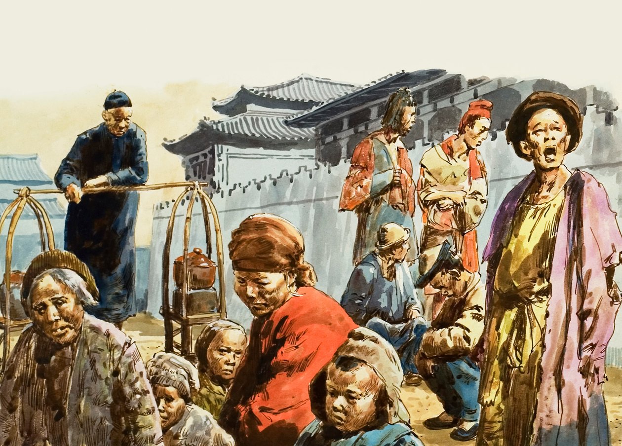 中国の大地には不幸がつきまとう（紙にグワッシュ） 作： CL ダウティ