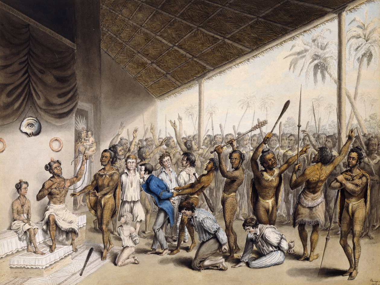 1817年にヨーロッパ人に死刑を命じる先住民の首長 作： C.ブレイ