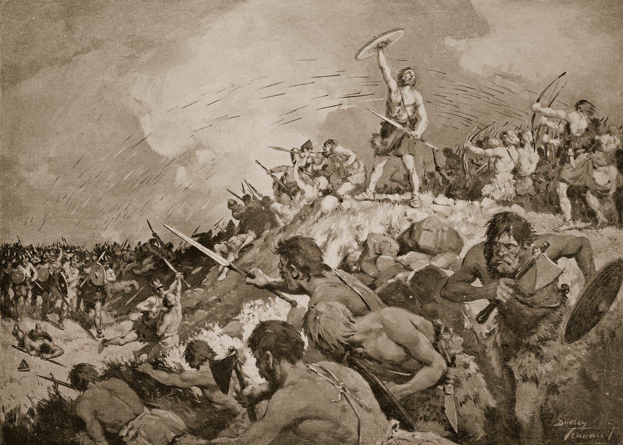 モンス・バドニクスの戦い、西暦500年頃、「国家の歴史」のイラスト（リソ） 作： C・ダドリー・テナント