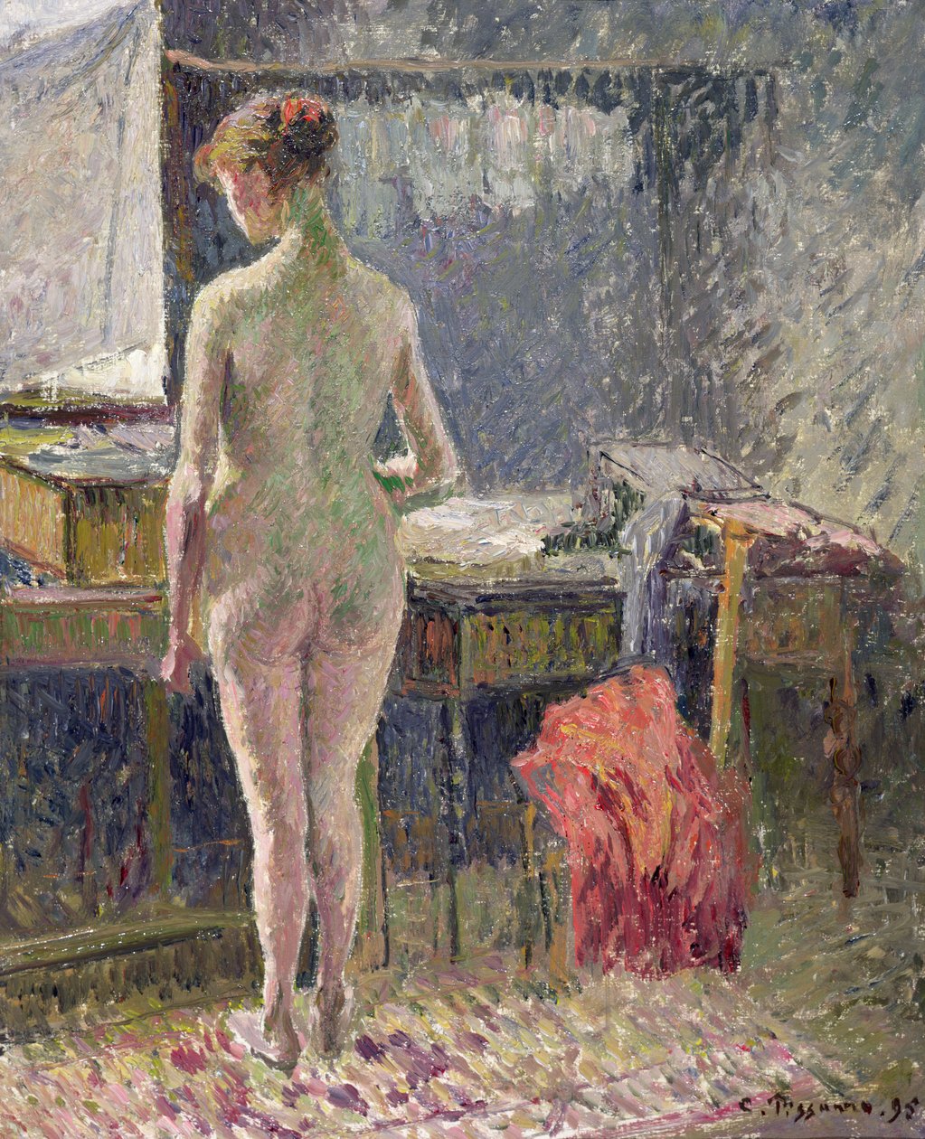 後ろから見た女性のヌード、1895 作： カミーユ・ジェイコブ・ピサロ
