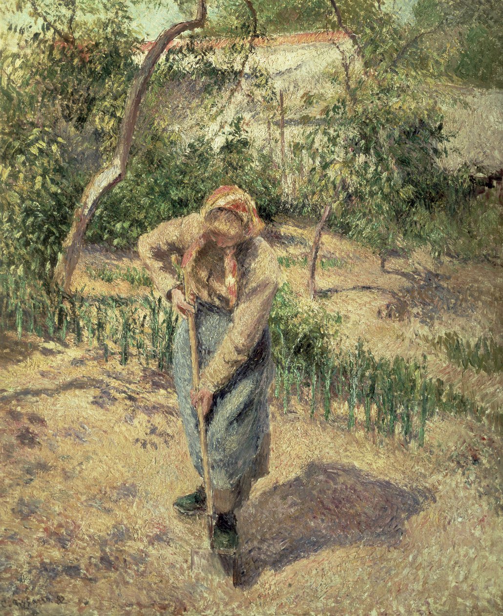 果樹園を掘る女、1882年 作： カミーユ・ジェイコブ・ピサロ