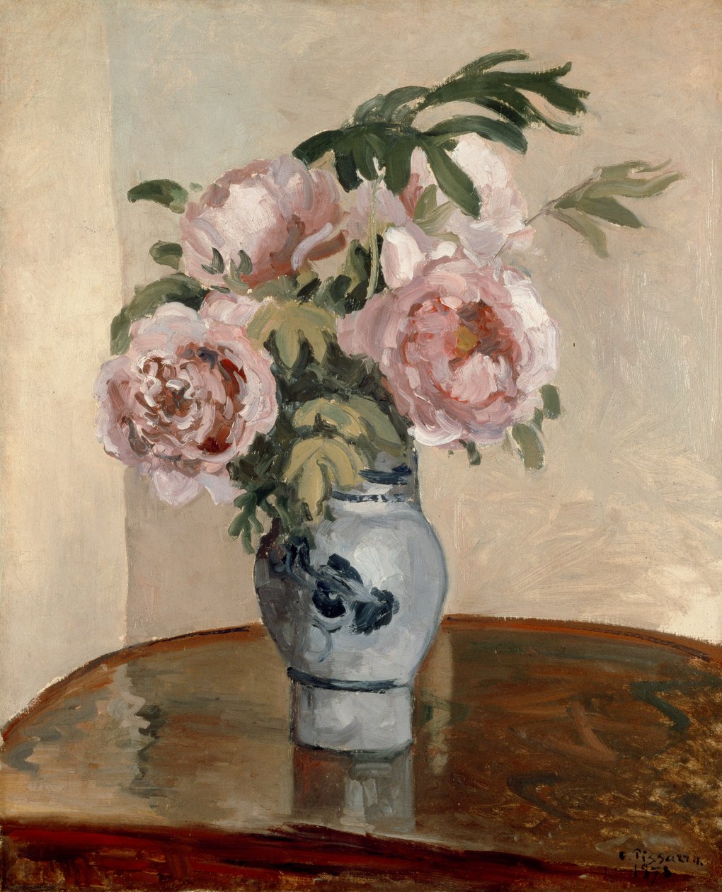 牡丹の花瓶、1875 作： カミーユ・ジェイコブ・ピサロ