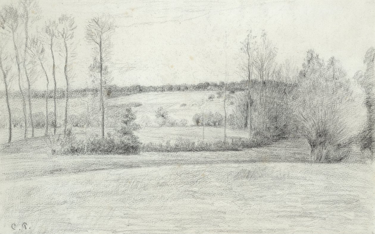 木のある風景、1895-1900 作： カミーユ・ジェイコブ・ピサロ