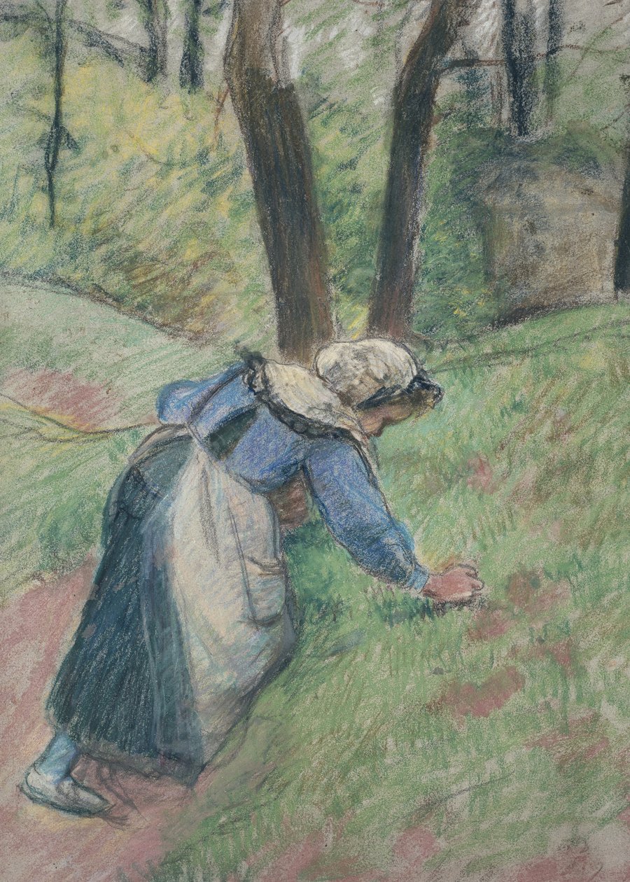 草を除草する農民の女性 作： カミーユ・ジェイコブ・ピサロ