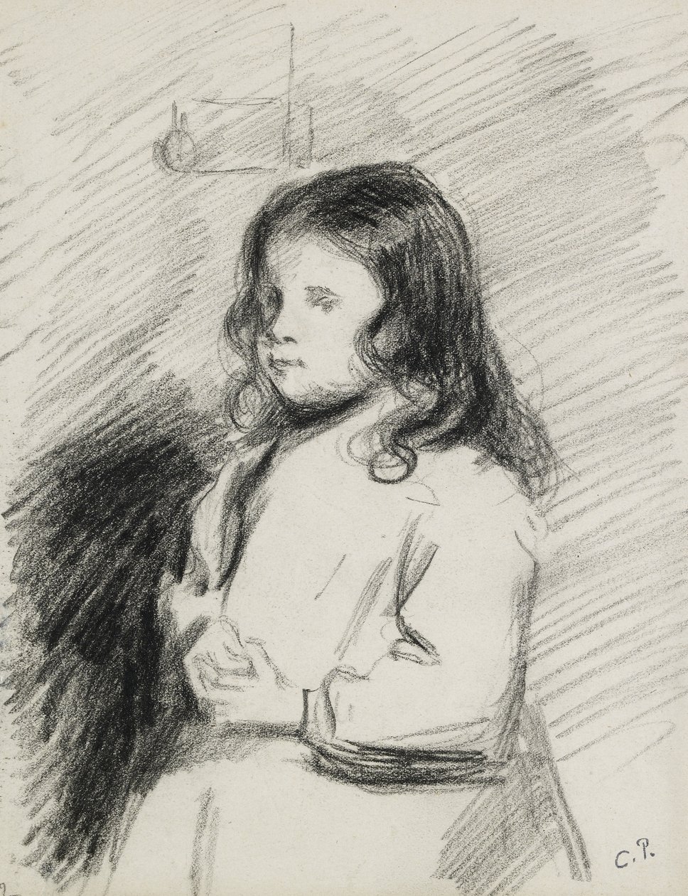 Ludovic-Rodo Pissarro（1878-1952）の肖像c。 1883-1884（黒チョーク） 作： カミーユ・ジェイコブ・ピサロ