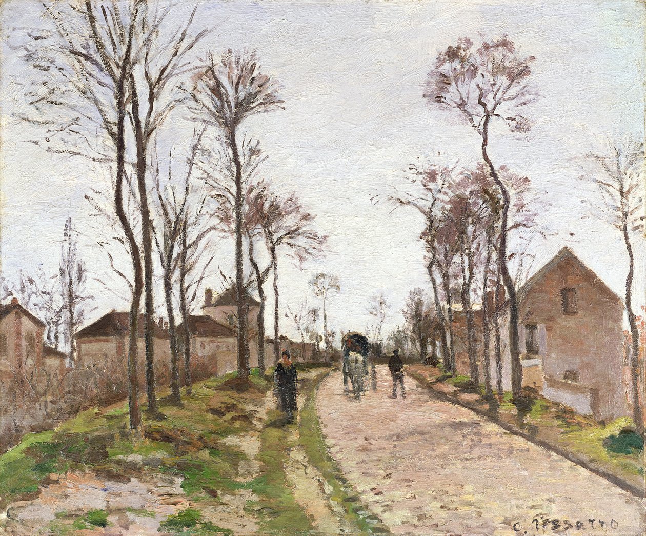 ルーヴシエンヌの聖シルへの道、1870年頃 作： カミーユ・ジェイコブ・ピサロ