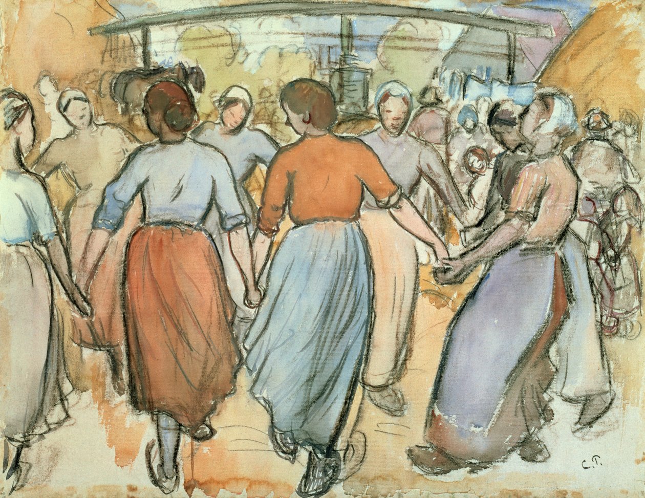 ラウンド、1884年 作： カミーユ・ジェイコブ・ピサロ