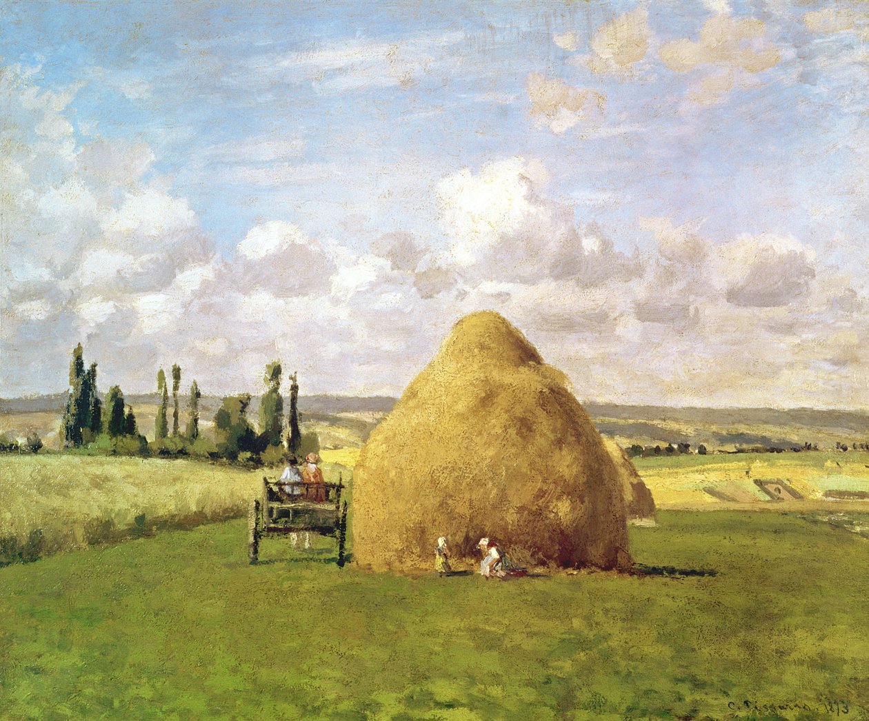干し草の山、ポントワーズ、1873 作： カミーユ・ジェイコブ・ピサロ