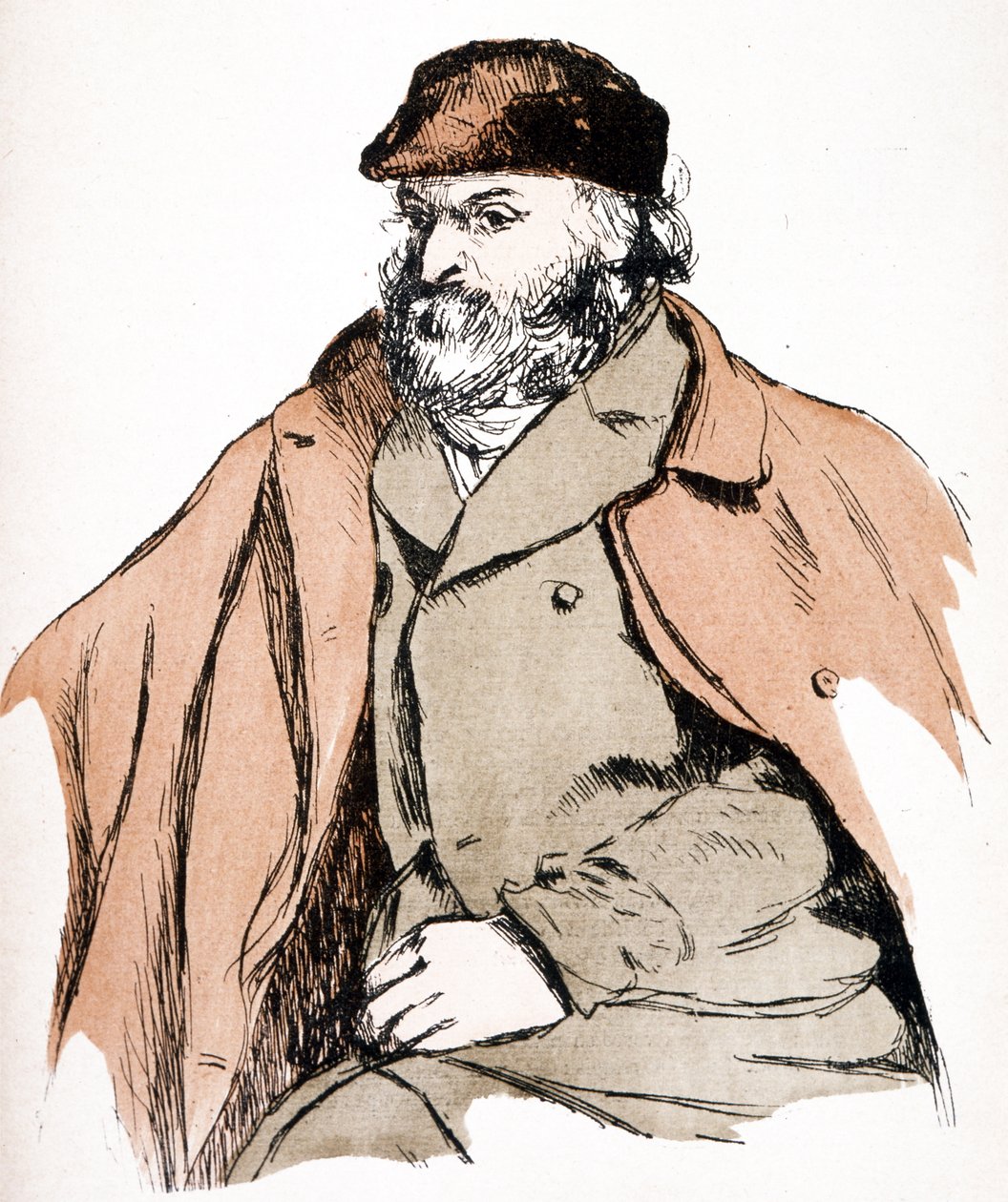 ポール・セザンヌ (1839 - 1906)、フランスの芸術家、ポスト印象派の画家の肖像画。 （彫刻） 作： カミーユ（後）ピサロ